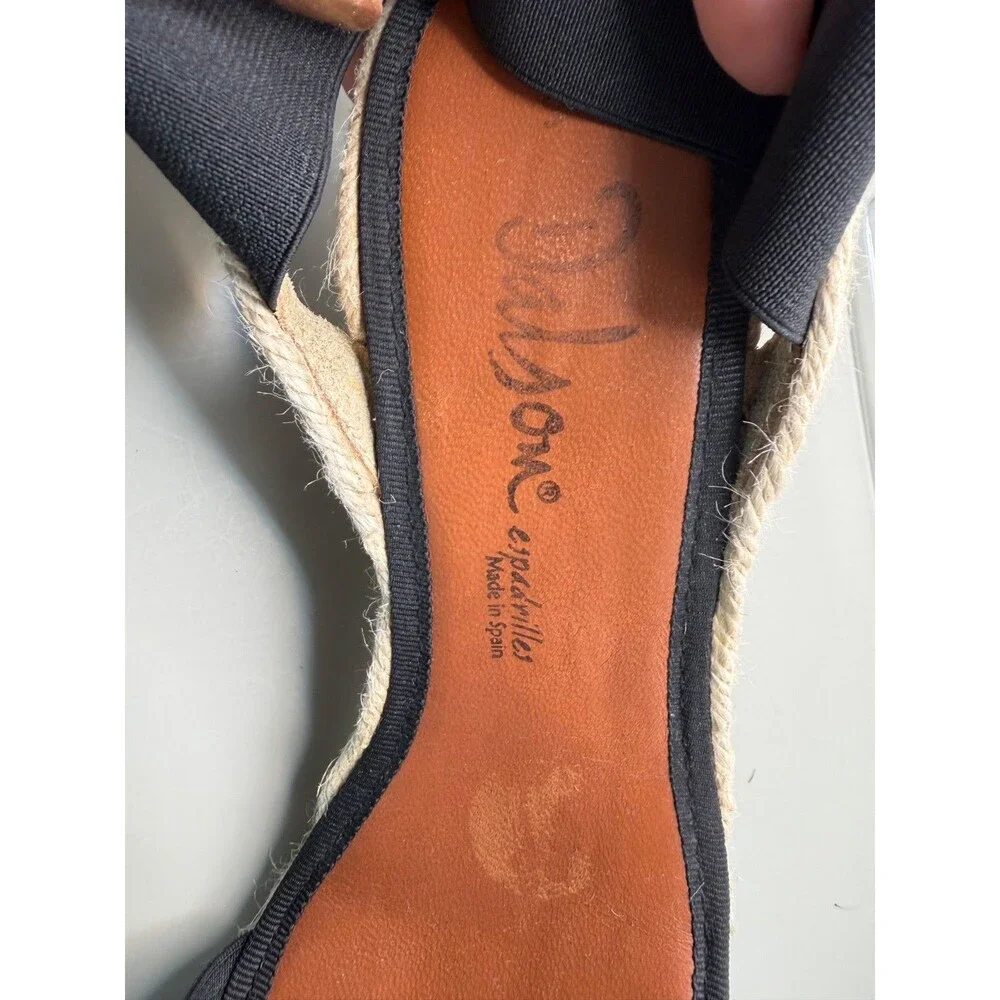 Dalson Espadrilles Womens Open-Toe Wedge Size 9 Black Handmade Spain